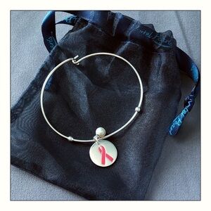 VANTEL Pearls Breast Cancer Ribbon Of Hope Pearl Charm Bracelet
